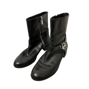 Michael Kors Fulton Harness Moto Biker Boots Black Leather Ankle Emo Grunge 8